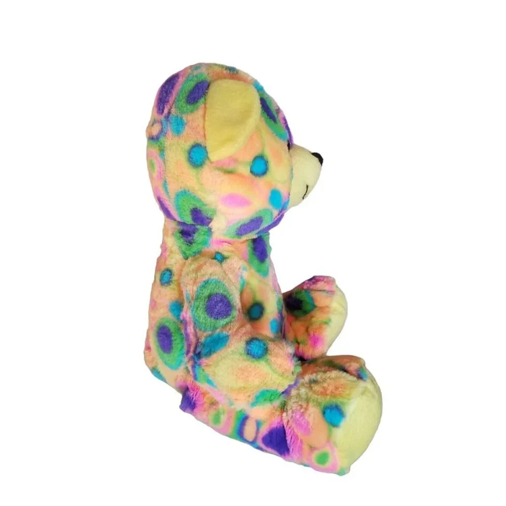 Kellytoy Plush Rainbow Teddy Bear Stuffed Animal Toy Groovy Hippy Colorful 2015